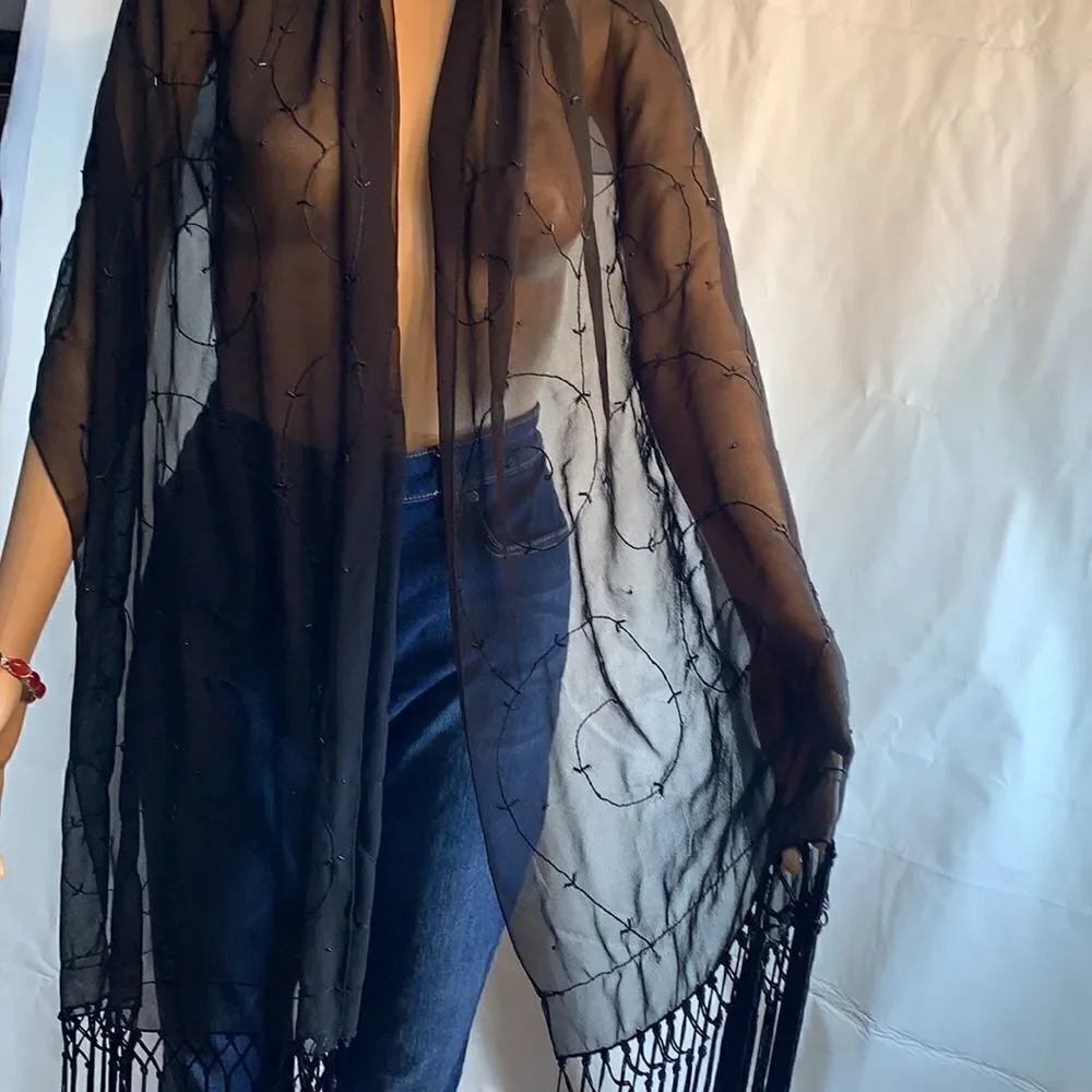 Black Evening Scarf And Black Purse White Bow Tie